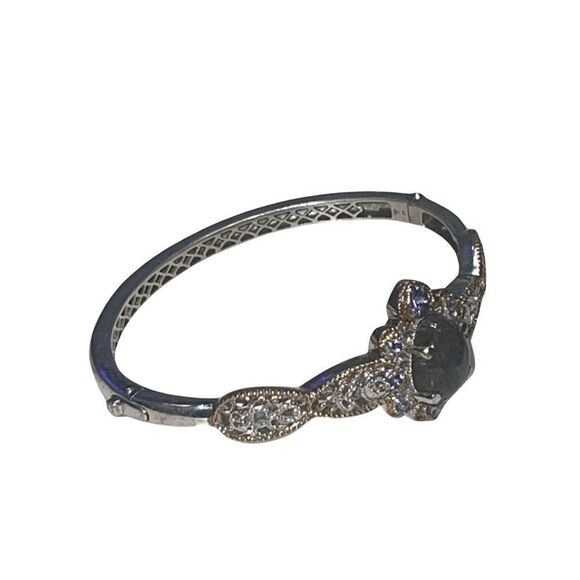 Karis Malagasy Labradorite & Multi Gemstone Filigree Vermeil Hinged Bracelet - Picture 5 of 16